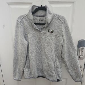 L.L. Bean Heather Gray Snap Fleece